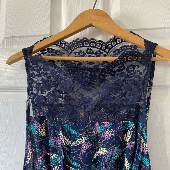 Free People Tea For Two Blue Lace Sleevles Dress - Picture 3 of 12